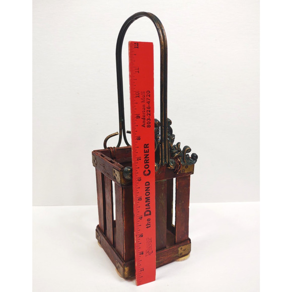 Vintage Wood Metal Decorative Wine Carrier Caddy Ivy Rustic Farm Country 14"x5" - Picture 5 of 10